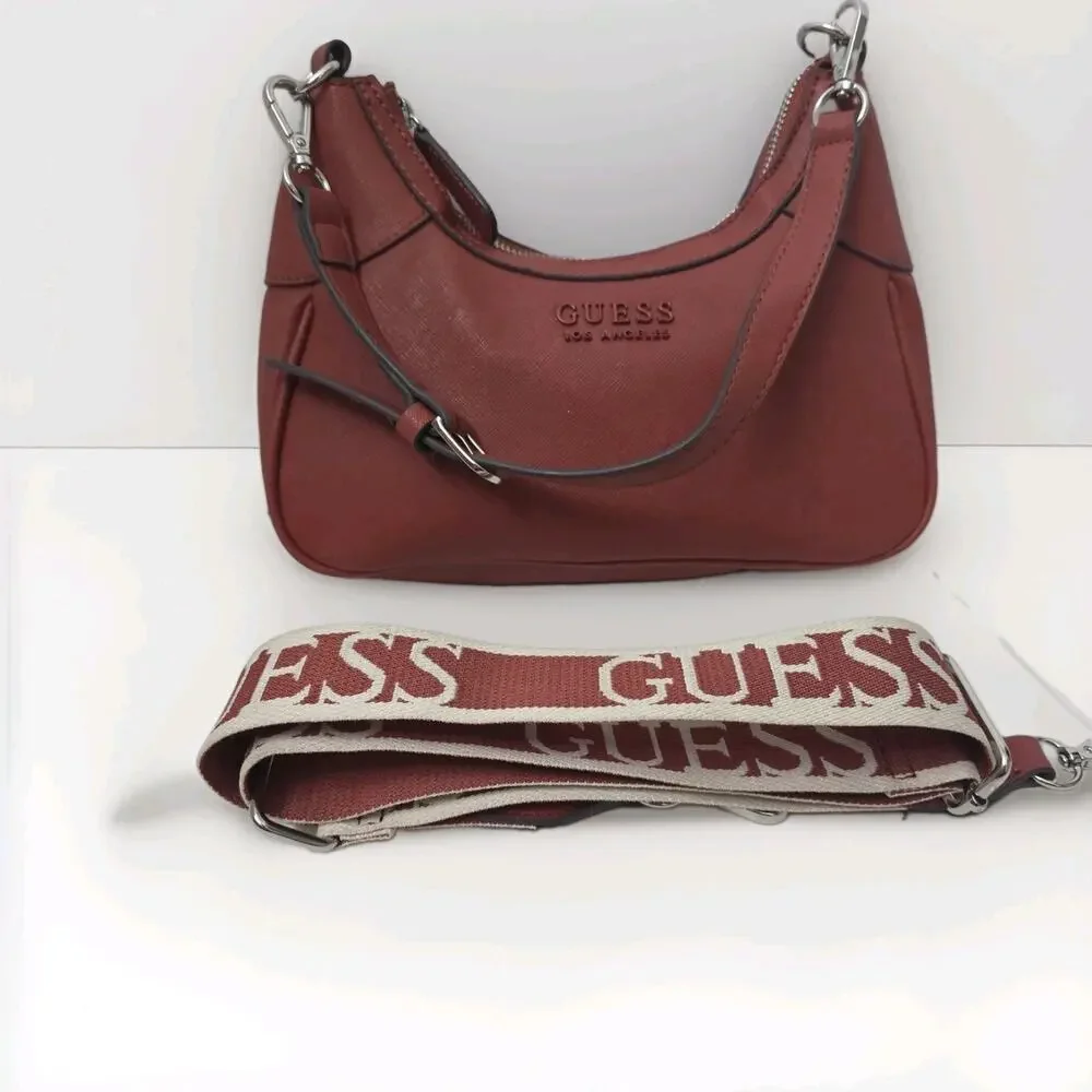 Guess Purse Handbag Crossbody Women Bag Satchel Berkton Mini SF943669 Brown Rust
